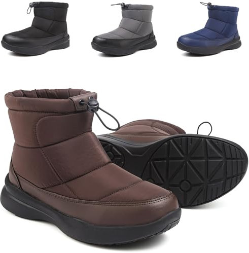 Stivali da Neve Uomo Invernali Stivaletti Foderato in Pelliccia Scarpe Comodo antiscivolo Caviglia Boots Marrone scuro 45EU