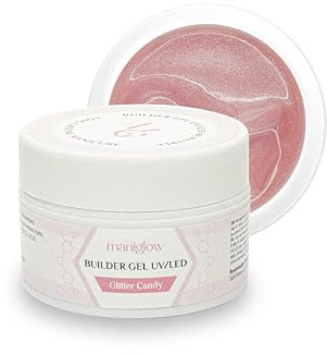 Maniglow Gel Costruttore per Unghie Glitter Candy - Per Estensione e Rinforzo - Facile da Applicare Gel Unghie UV LED - Gel Colorati per Unghie - Gel Ricostruzione Unghie Sicuro Senza HEMA - 15 ml
