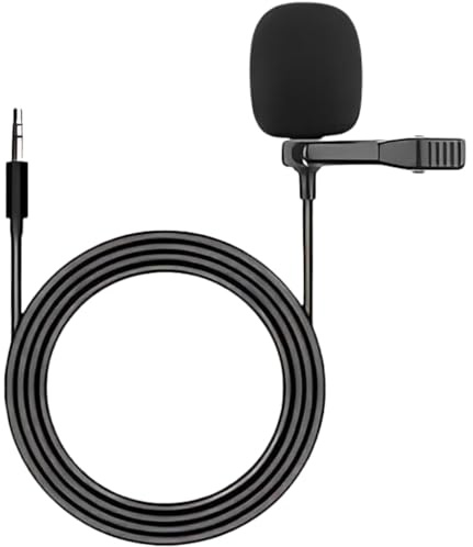 Clip-On Lavalier Microphone for Phone, PC & Camera, Portable Lapel Mic for Recording, Podcast, YouTube & Streaming, Compatible with iPhone, Android, Laptop & DSLR
