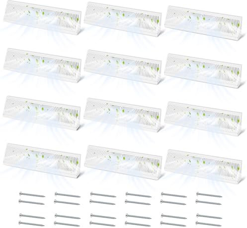 4 Pack 18 Inch Baseboard Register Vent Covers - White HVAC Diffuser for Floor/Wall Duct Openings - Cold Rolled Steel Air Vent Cover with Adjustable Airflow