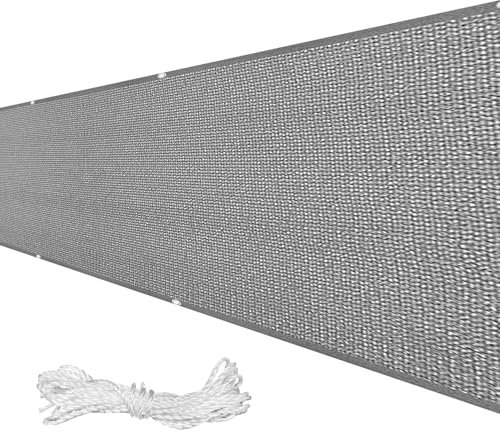 Sichtschutz Zaunblende 150 x 320 cm Witterungsbeständig Sichtschutz Sichtschutzmatte Balkonbespannung mit Kabelbinder für Garten Balkon Terrasse, Grau