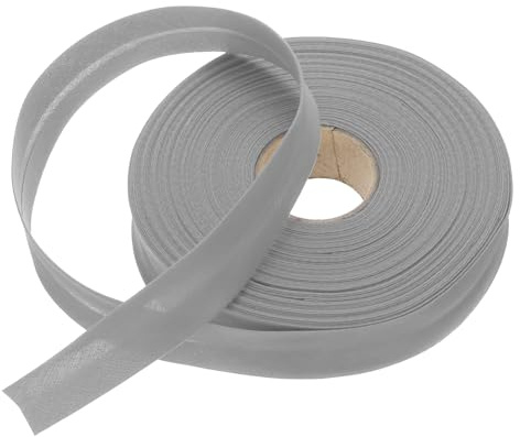 QUARKZMAN 23 Meter Schrägband Baumwolle Grau 2.5 cm Einfassband zum Nähen | Stoffband für DIY-Projekte, Stricken, Nähen