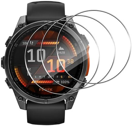Lutree para Garmin Fenix 8 47mm Cristal Templado, 3 Piezas Dureza 9H HD Protector de Pantalla, Anti-Arañazo Sin Burbujas Vidrio Templado Película Protectora