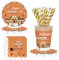 48Pcs Disposable Dinnerware Set for 12 Guests - 9 Inch Gingerbread Ornament Plates, Cups, Napkins, Straws - Gingerbread Decoration for Christmas