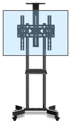 IATUPKE Universal-TV-Ständer, tragbarer TV-Bodenständer, hält – rollender TV-Ständer, mobil – höhenverstellbarer tragbarer TV-Bodenständer, TV-Wagen für 32-65-Zoll-Bildschirme, mit Festste