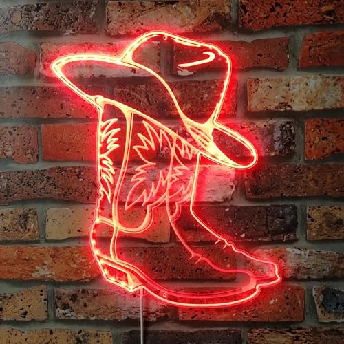 ADVPRO Cowboy Boots Western Hat RGB Dynamic Glam LED Sign - Cut-to-Edge Shape - Smart 3D Wall Decoration - Multicolor Dynamic Signage st06s22-fnd-i0297-c