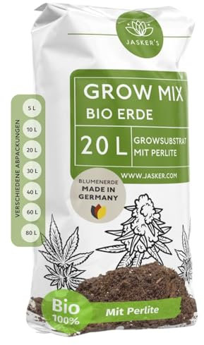 Bio Grow Erde 20 L - Substrat mit extra viel Perlite - Grow Bio Blumenerde lebenden Wurzelaktivator Mikroorganismen (Trichoderma) - Anzuchterde
