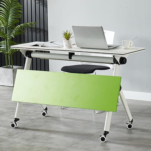 Escritorio portátil plegable para ordenador con tapa abatible, mesa de entrenamiento portátil con 4 ruedas, ideal para estudiantes.