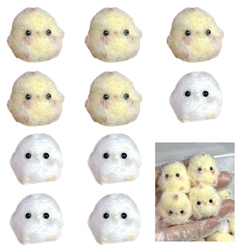 YANINEE 10 Stück Taba Fufu Squishy Küken für Erwachsene und Kinder (Gelb Weiß)