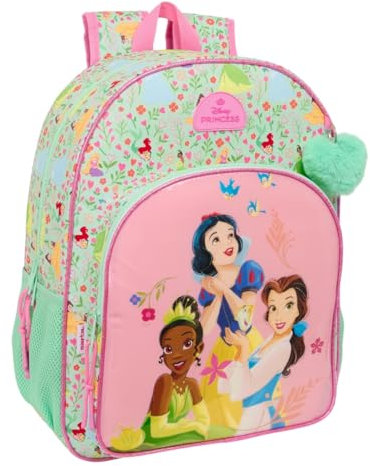PRINCESAS DISNEY BLOOM - Mochila Escolar Niño, Mochila Niño, Mochila Infantil, Adaptable a Carro, Ideal para Niños en Edad Escolar, Cómoda y Versátil, Calidad y Resistencia, 33x14x42 cm