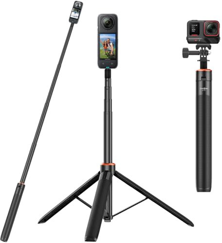 2-in-1 Selfie Stick Tripod for Insta 360 X5/X4/X3/ONE X2/ONE X/Ace/Ace Pro/Ace Pro 2/ONE RS(1-Inch 360 excluded)/ONE R/GO 3/GO 2, Accessories for insta360