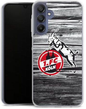 Slim Case kompatibel mit Samsung Galaxy A 15 5G Silikon Handyhülle transparent Hülle extra dünn 1. FC Köln Holzoptik Offizielles Lizenzprodukt