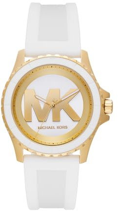 Michael Kors Orologio Everest da donna, movimento cronografo al quarzo con cinturino in acciaio inossidabile o in silicone, 40 mm, Bianco e oro