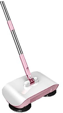 Hand Push Floor Sweeper, Push-Type Sweeping Machine With Anti-slip Handle, Quick Dust Removal and Adjustable Rod Length, Low Noise and No Electricity Required, for Home, Office, Carpet Cleaning