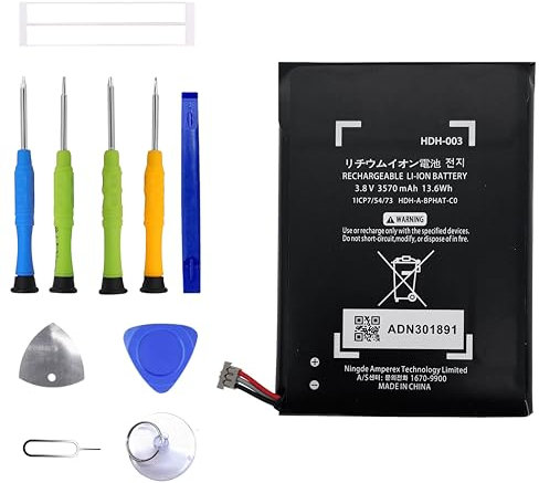 ERYNK Batterie de rechange HDH-003 pour Switch HDH-001 HDH-002 Switch Lite Switch Lite avec jeu d'outils