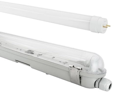 NCC-Licht 6 x LED Feuchtraumleuchte Wannenleuchte 150cm IP65 1 x 22W T8 4000K Neutralweiß durchgangsverdrahtet, Deckenlampe für Keller Werkstatt Garage mit Sensor