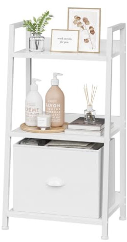 Furologee Estante de escalera de 3 niveles, color blanco