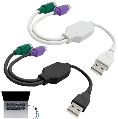 Quvxzy 2 PCS PS2 Auf USB Adapter, Câble Adaptateur USB vers PS2 pour Clavier et Souris avec KVM Switch