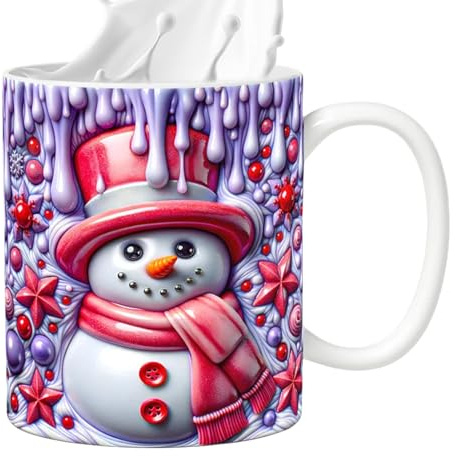 Gazocua Mugs à Café de Noël | Mugs En Céramique | Mug 3D Bonhomme de Neige 35cl avec Anse pour Thé Chocolat Cadeau