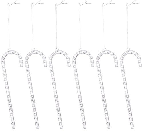 Pack of 6 Clear Polyacrylate Candy Stick Ornamentation Strong Christmas Tree Garnishes for Telecommute Holiday Party Modern Simple Christmas Tree Trim