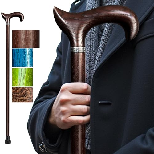ispuoocti Handgefertigter Gehstock Holz Damen und Herren, mit 136 kg Belastbarkeit Gehstöcke Für Senioren,Ergonomische Derby-High-End-Gehstöcke aus Natürlichem Massivholz,Geeignet Für Geschenke