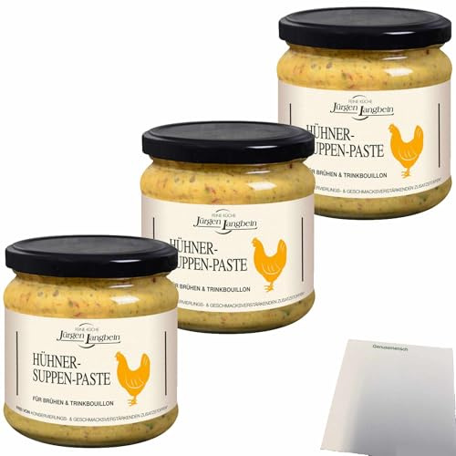usy Bundle für Jürgen Langbein Hühner Suppenpaste 3er Pack (3x400g Glas) + usy Block
