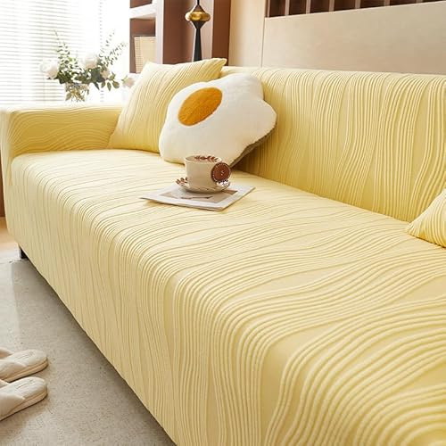 Samt Sofabezug 1 2 3 4 Sitzer, L Form Sofaüberwurfe, Chenille Ecksofa Sofa überzug Couch überzug Anti-rutsch Sofaschutz, Ultra Weicher Sofaschoner,Sofaschoner für Hunde(4 Seats (230-300cm),Yellow)