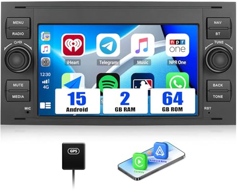 SIXWIN 2+64G Android 13 Autoradio per Ford C-Max/S-Max/Galaxy/Connect/Kuga/Fiesta con CarPlay/Android Auto,7 TouchScreen Schermo Navigatore con WiFi Bluetooth FM RDS Radio USB Mirror Link