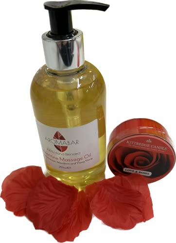 Valentine Massage Oil 250ml with Pump Dispenser (Rose Geranium, Ylang Ylang and Mandarin) Romantic Gift