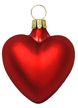 Lauschaer Glas Christbaumschmuck Herzen klein rot matt 4 Stück Christbaumschmuck Weihnachtsbaumschmuck mundgeblasen