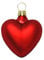 Lauschaer Glas Christbaumschmuck Herzen klein rot matt 4 Stück Christbaumschmuck Weihnachtsbaumschmuck mundgeblasen