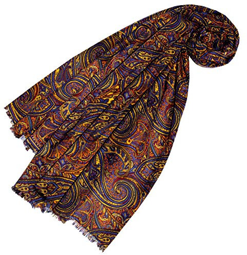 Lorenzo Cana - Luxus Designer Schal Schaltuch aus Baumwolle mit Seide aufwändig bedruckt Paisley Muster Marken Tuch Schaltuch 70 x 190 cm