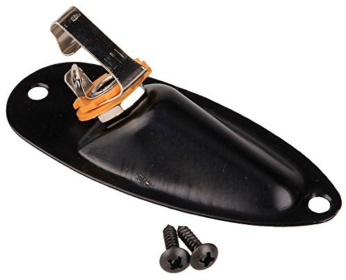 Black Boat Output Jack Plate Socket & Screws for Fender Strat Guitar