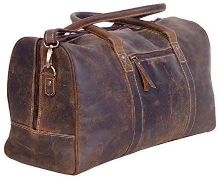 KomalC Reisetasche aus Leder für Damen und Herren, Vollnarbenleder, Übernachtung, Wochenende, Ledertaschen, Sport, Fitnessstudio