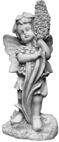 gartendekoparadies.de Elfe mit Hyazinthe, Steinfigur, H. 32 cm, 3 kg, Grau, frostsicher aus Steinguss für Außenbereich