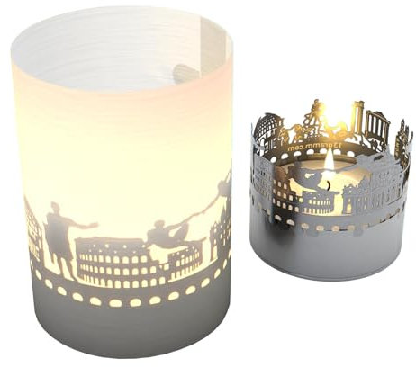 Rom Skyline Tube Teelicht Schattenspiel - Italienisches Souvenir, römische Motive, Projektionskerze, Geschenk für Rom-Fans