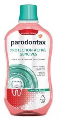 Parodontax Bain de Bouche Quotidien, Protection Active, Pour Les Gencives et Des Dents Saines, Menthe Douce, Sans Alcool, 2x500 ml