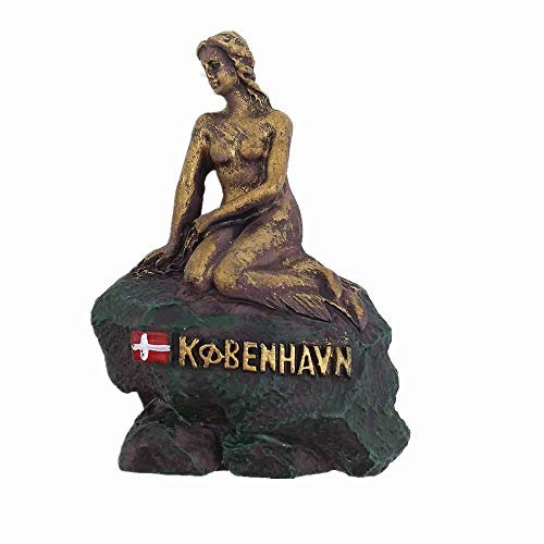 MUYU Magnet Mermaid Copenhagen Dänemark 3D-Kühlschrankmagnet, 7 x 5 cm, Harz und Eisen