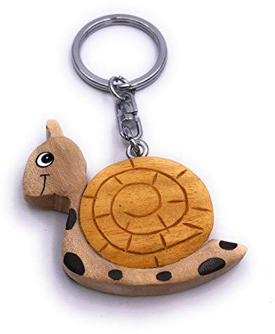 H-Customs Schnecke Haus Kriechend Holz Edel Handmade Schlüsselanhänger Anhänger