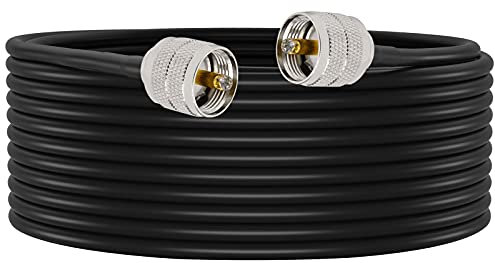 YILIANDUO RG58 15 Metros UHF Macho PL-259 a PL259 Cable Coaxial de Baja Pérdida para WiFi, Radio Móvil Aficionado, CB y Antena