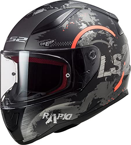 LS2 Motorradhelm FF353 RAPID CIRCLE TITANIUM FLUO Orange, Schwarz/Orange, XL