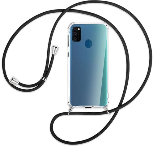 mtb more energy Handykette kompatibel mit Samsung Galaxy M30s, Galaxy M21 (6.4'') - schwarz - Smartphone Hülle zum Umhängen - Anti Shock Full TPU Case