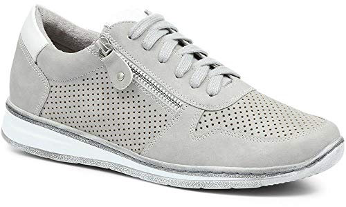 Pavers Women's Breathable Lace-Up Trainers in Grey - Shoes with Supportive Insole & Metallic Accents - Ladies Sports Footwear - Size UK 7 / EU 40