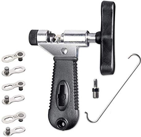 QKURT FahrradKette Werkzeuge + 3Paare Fahrrad fehlt Link, Universal Bike Chain Cutter Breaker Werkzeug mit Kettenhaken für 7 8 9 10 Geschwindigkeit Fahrrad Kette Link Reparatur Entfernung/Installieren