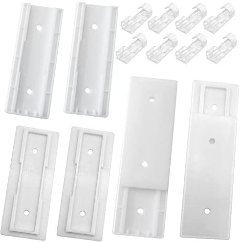 4 Pack Self Adhesive Power Strip Holder Fixator Wall Mount Plug-in Socket Fixer Bracket Stand with 16 Pcs Cable Organizer Clips Clear for Remote Control Router Desk Computer Kitchen Home and Office