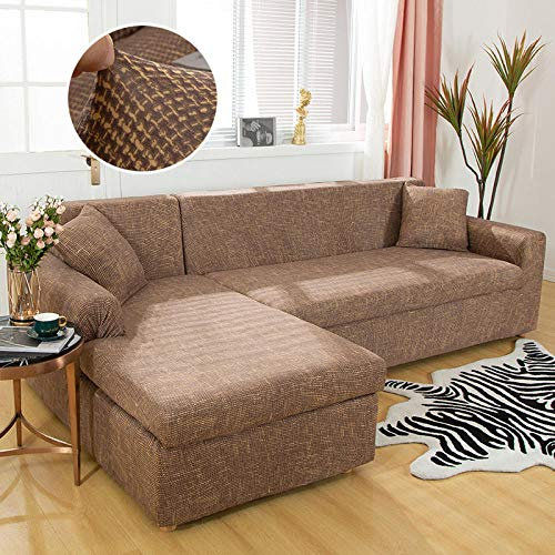 ZJXSNEH Sofa Abdeckung Wasserdicht Für Haustiere Hund Sectional Sofa Anti-rutsch Water Resistant Schmutzresistent Sofa Cover Slipcover Möbel Protektor Brown G 3seater + 3seater