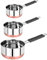 Radhna Designer Sauce Pan & Milk Pan Combo Set - 3 Pcs, 1, 1.5, 2 Liter Capacity, Stainless Steel with Copper Bottom, 15.5 cm, 17 cm, 18.5 cm Diameter, Silver