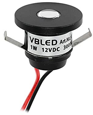 VBLED® 1W LED Mini Einbauspot Einbaustrahler Deckenspots Aluminium schwarz - 12VDC - IP44-3000K 60Lumen