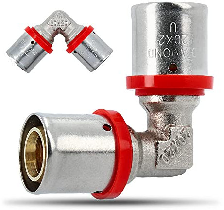 Pressfitting Winkel 90° Grad PEX Bogen 20 x 20 mm für Aluverbundrohr Verbundrohr Mit Dichtungsringe Oring | Heizungs- Sanitär- Trinkwasserinstallation | 10 Bar