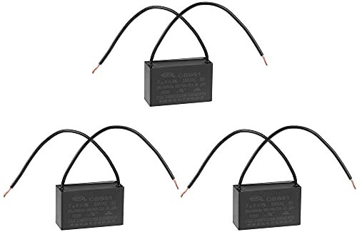 sourcing map 3 Stück Deckenventilator Kondensator CBB61 7uF 250V AC 2 Drähte Metall Polypropylen Film Kondensator 47x29x18mm für Elektrische Lüfterpumpe Motor Generator